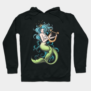 Mermaid Plays the Harp Hoodie